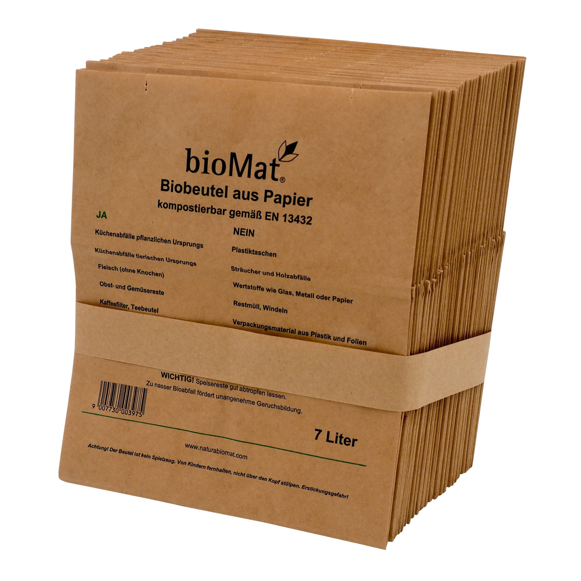 BIOMAT Bio-Abfallbeutel Kraftpapier 7 Liter einlagig 400 Beutel PS-7-NF_1
