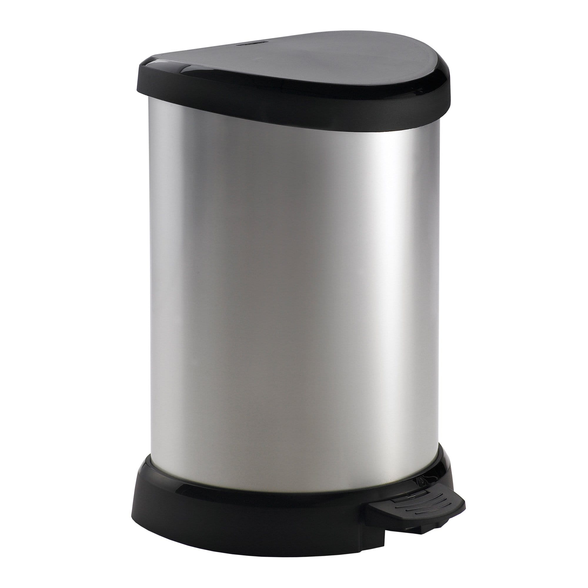 Curver Deco Bin Metallic's Tretabfallbehälter halbrund 20 Liter silber/grau 22120005_1