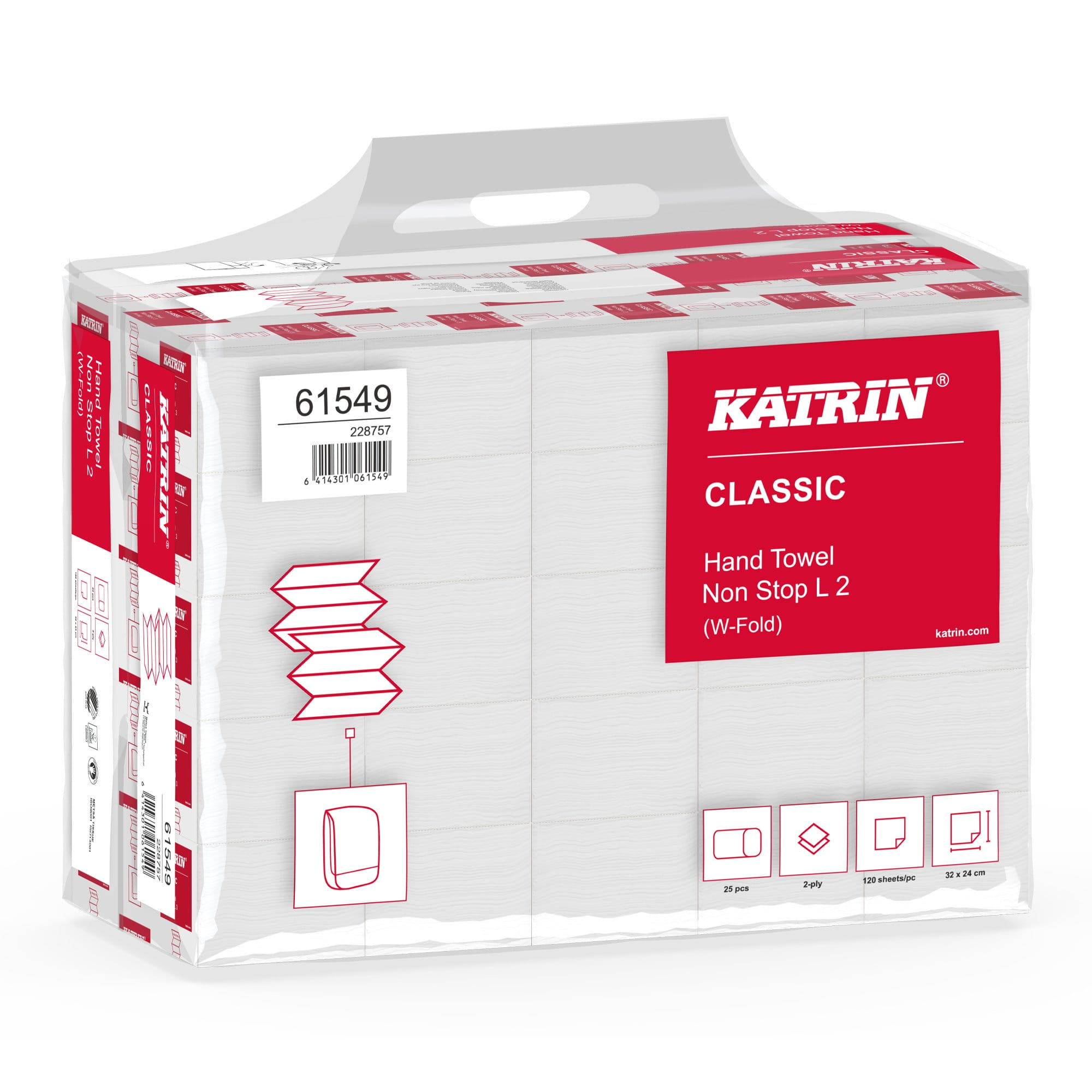 Katrin Classic L2 Papierhandtücher Tissue wide, W-Falz, 2-lagig, 24 x 32 cm, weiß