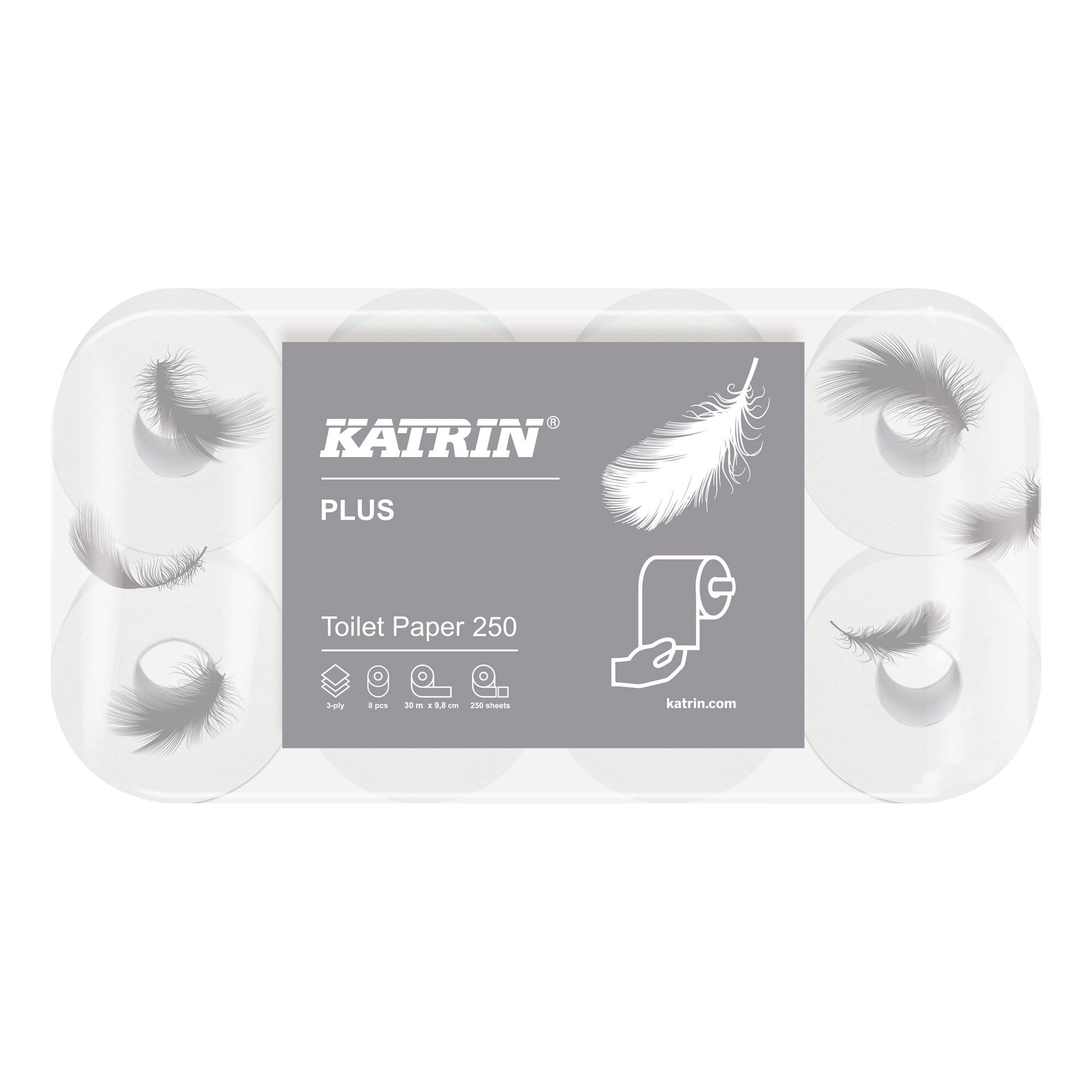 Katrin Plus Toilet 250 Toilettenpapier 3-lagig 250 Blatt 48 Rollen 104872_1