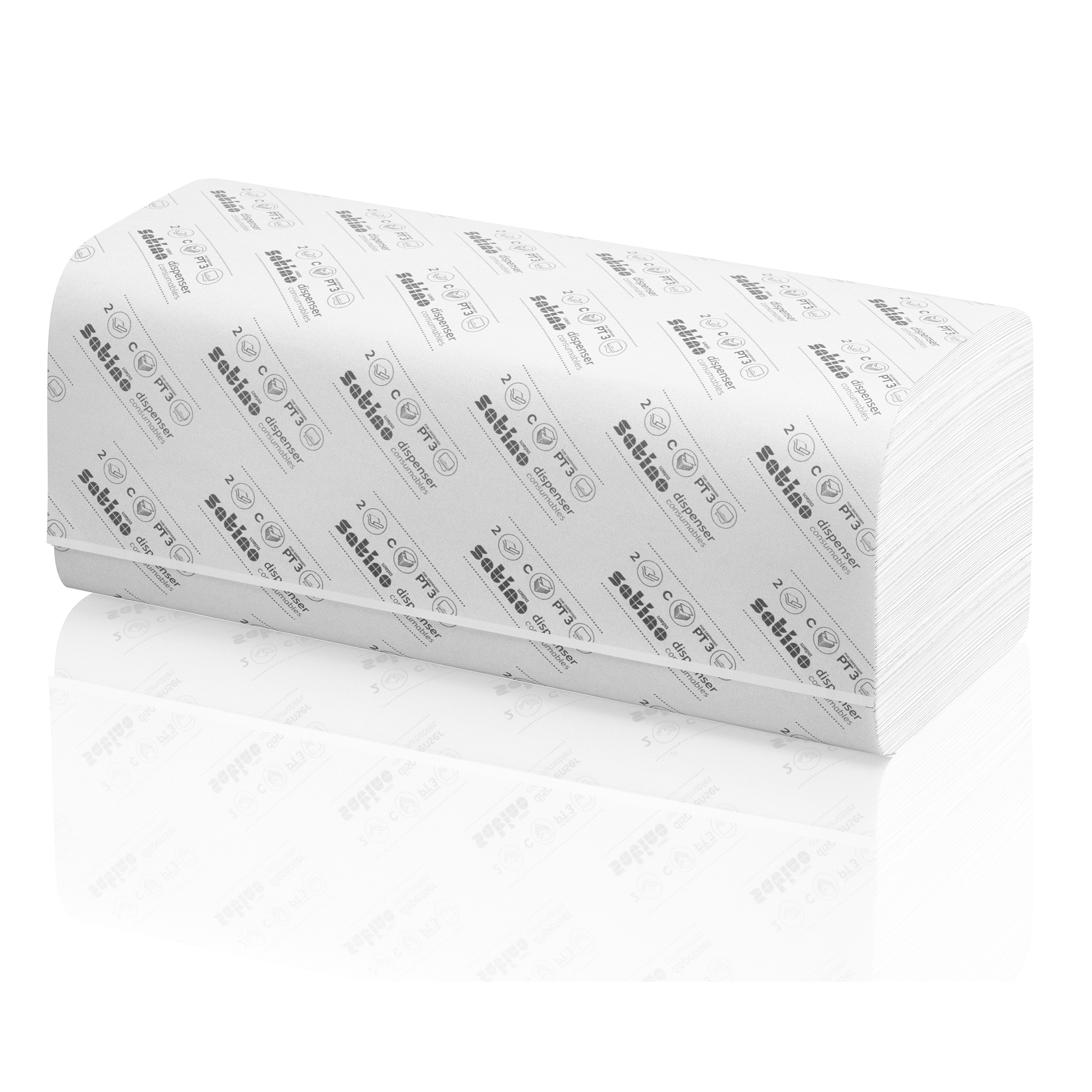 Satino by Wepa comfort Papierhandtücher Recycling Tissue, CZ, 25x32, 2-lagig, hochweiß 3072 Tücher Banderole 277410