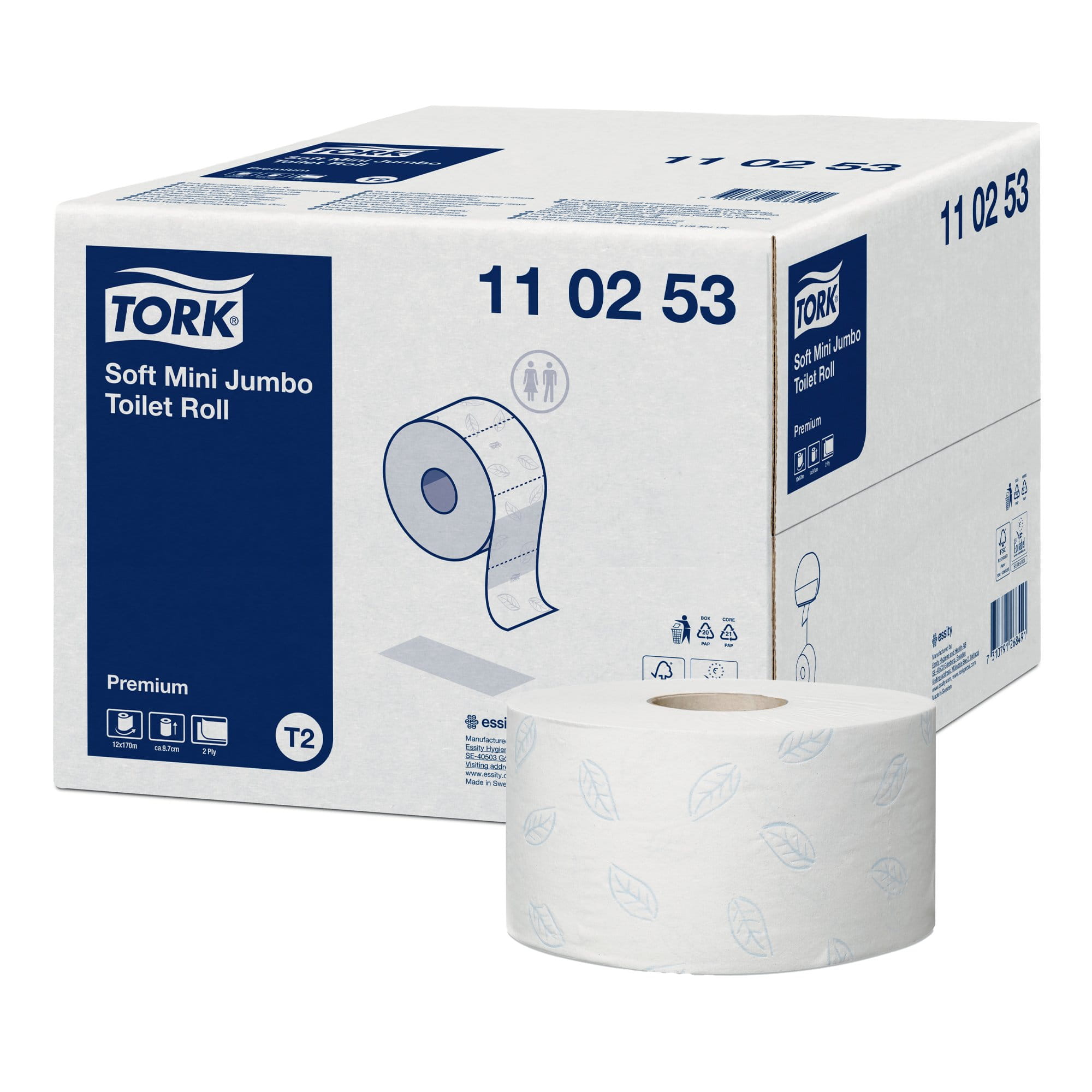Tork weiches Mini Jumbo Toilettenpapier Premium 2-lagig, 850 Blatt 