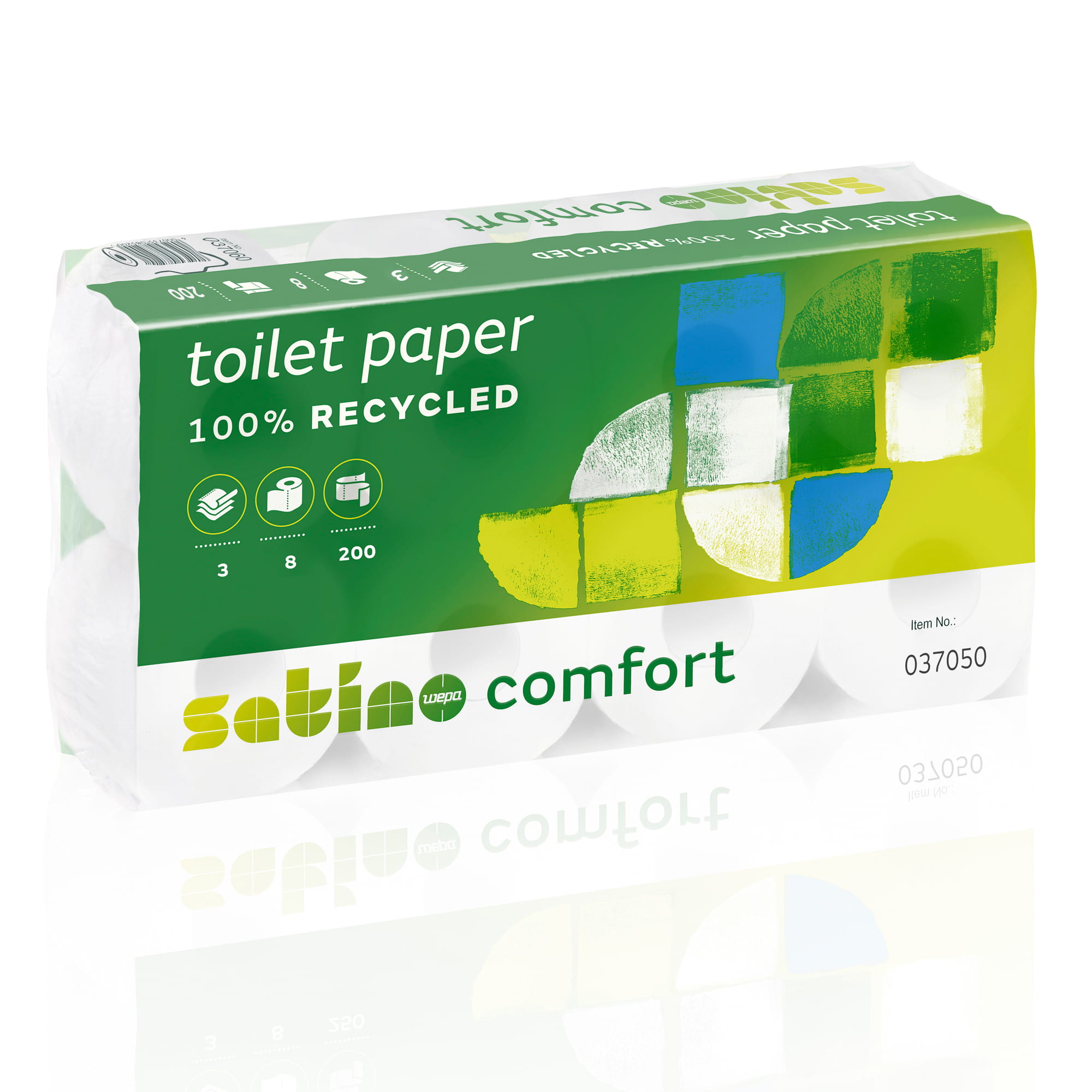 Satino by Wepa comfort Toilettenpapier Recycling, 3-lagig, 200 Blatt 72 Rollen 037050_1