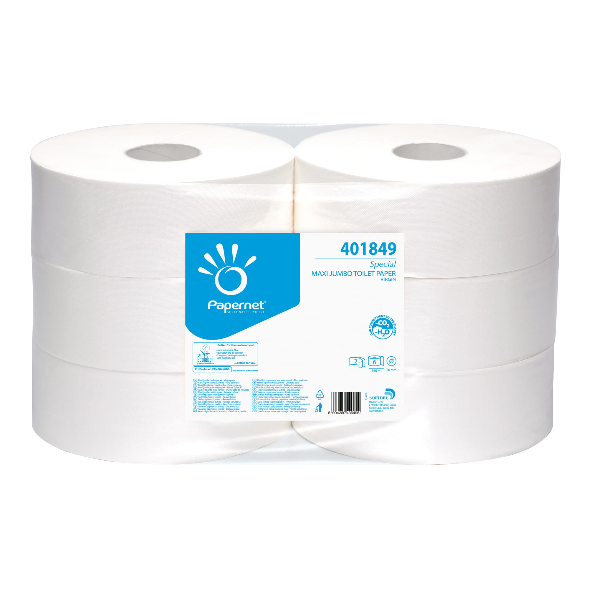 Papernet Toilettenpapier Maxi Jumbo 2-lagig 360 Meter 6 Rollen 401849_1