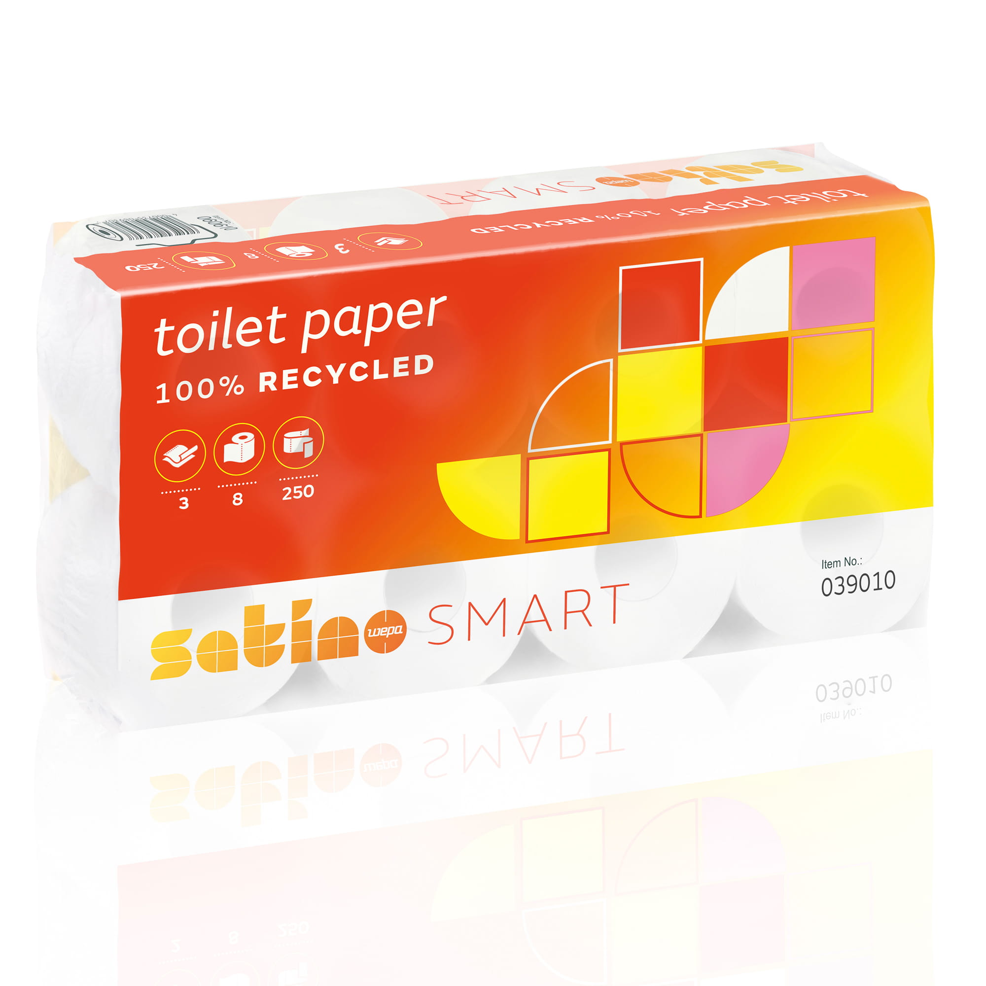 Satino by Wepa smart Toilettenpapier Recycling, 3-lagig, 250 Blatt 64 Rollen 039010_1