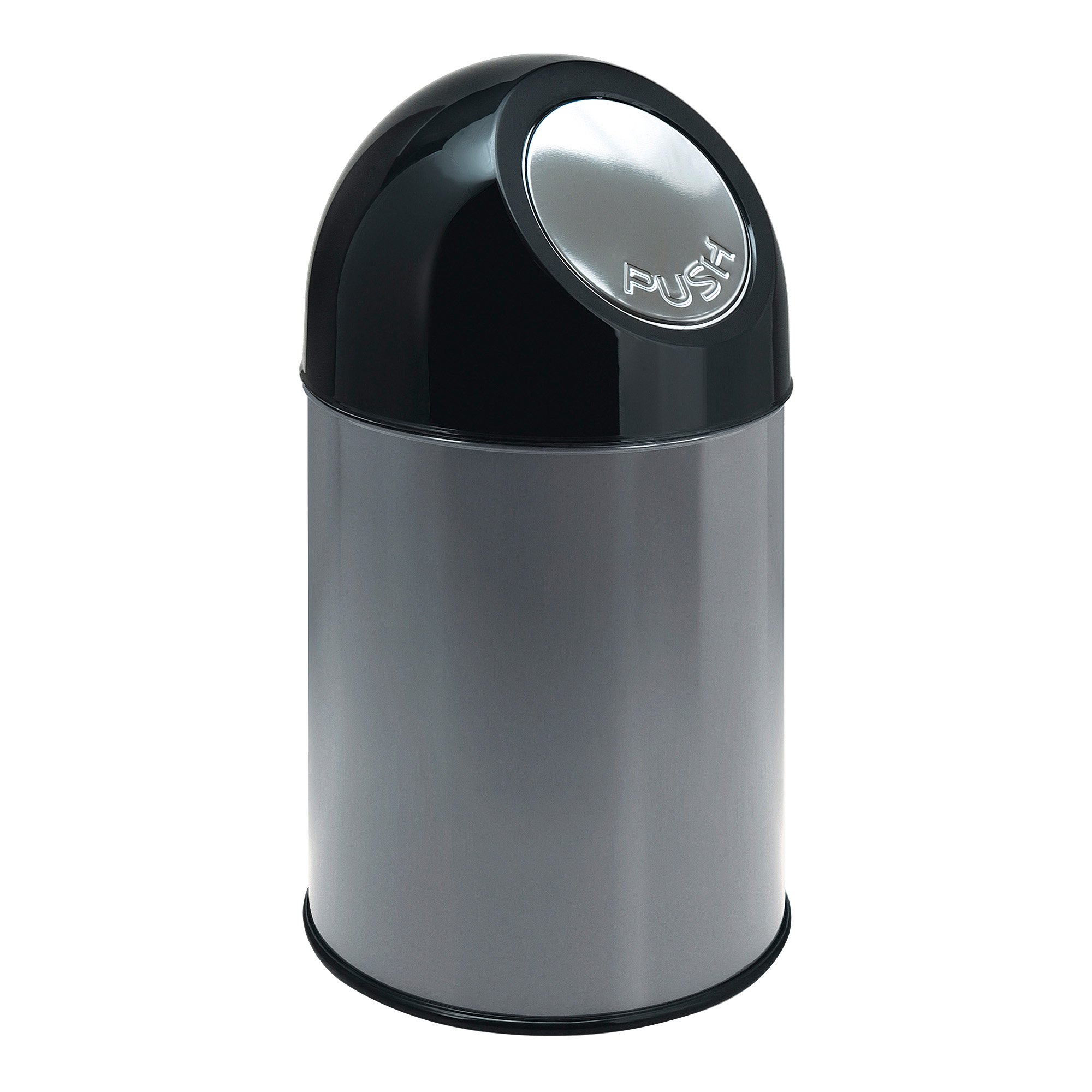 V-Part Abfallbehälter Edelstahl-Pushklappe 30 Liter metallic/schwarz 31004140_1