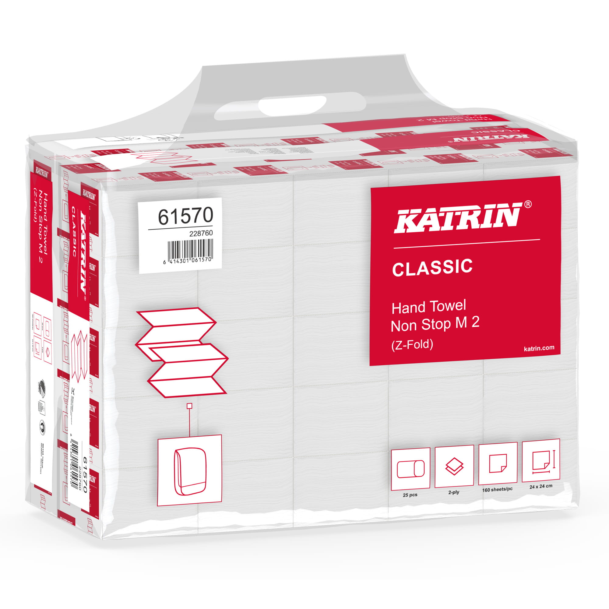 Katrin Classic Papierhandtücher Zellstoff Interfold Z-Falz 2-lagig, weiß 4000 Tücher 61570_1