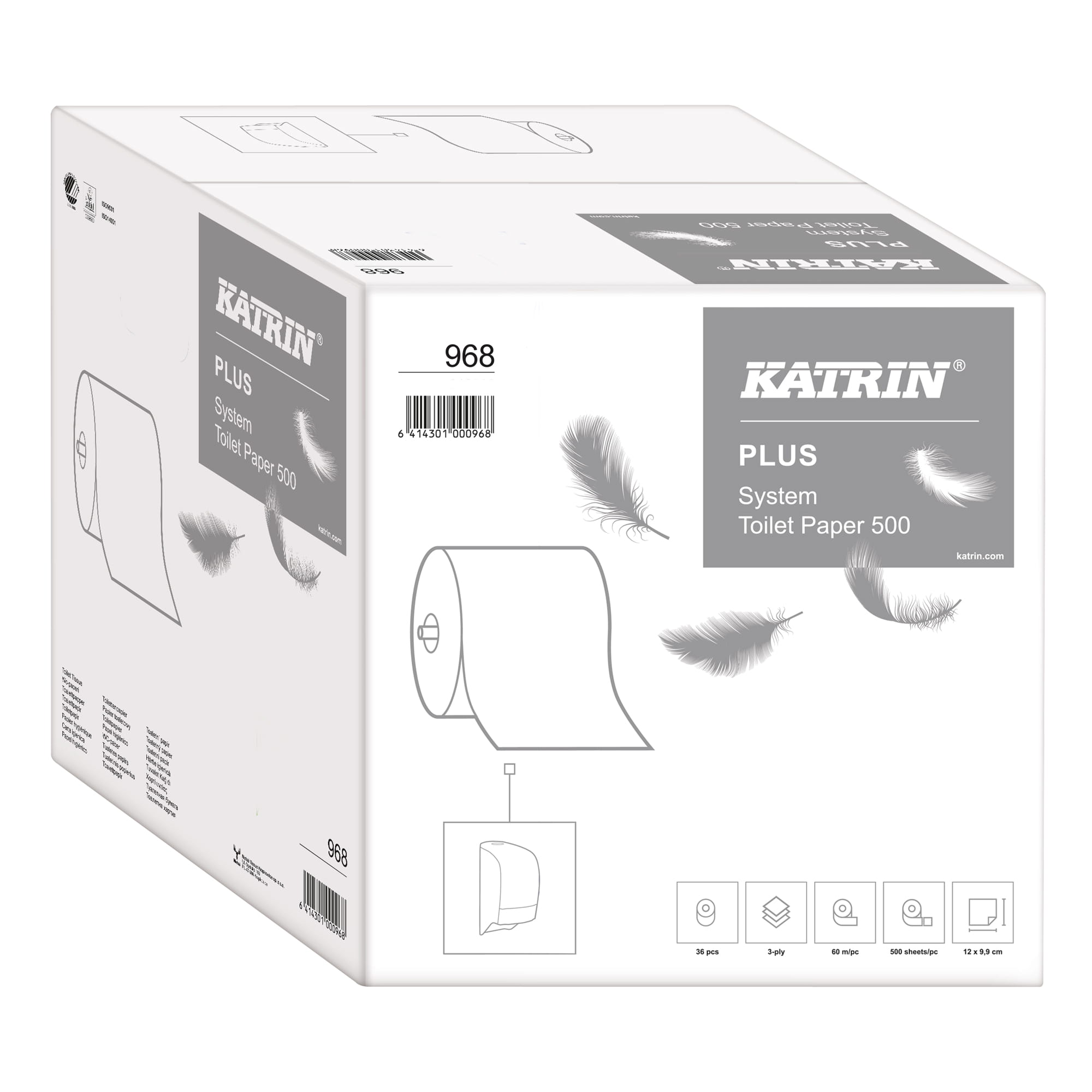 Katrin System-Toilettenpapier 3-lagig Plus 36 Rollen verpackung 968